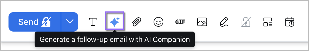 An image demonstrating the AI Companion Sparkle to use the Email Compose feature
